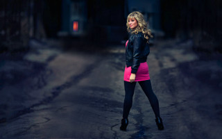Woman pink skirt black jacket 2 - carey morris free wallpaper
