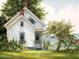 White house porch tree yard - a white house free wallpaper