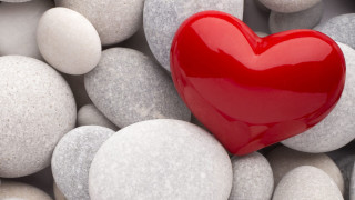 Red heart white gray rocks - a red heart free wallpaper