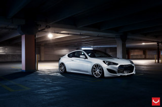 White car parking garage night 4 - photorealistic lighting free wallpaper
