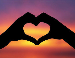 Hands heart sunset pink purple 4 - a heart shape free wallpaper