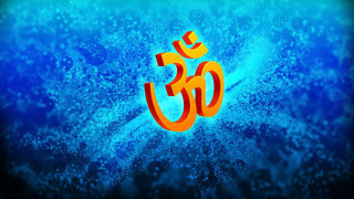 Blue orange om shan symbol 2 - psychedelic art free wallpaper