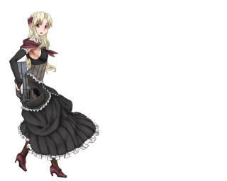 Woman black dress gun case - steampunk free wallpaper