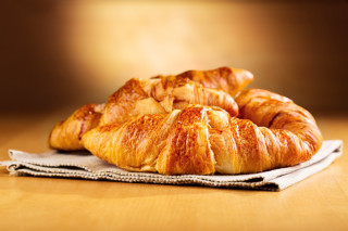 Croissants napkin tabletop blurry background - delaunay free wallpaper