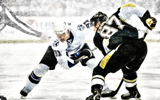 Hockey players ice game snow - a crowd watching free wallpaper