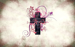 Gothic cross floral grungy paint - a cross free wallpaper
