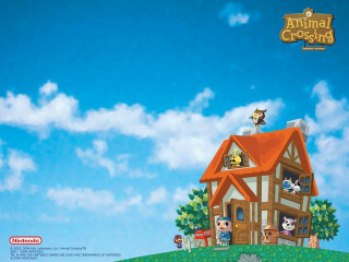 Cartoon house animals sky background - a.d.m. cooper free wallpaper