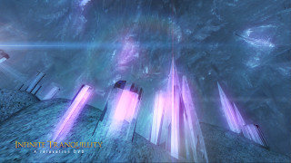 Futuristic alien structure bright light - volumetric free wallpaper