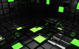 Green squares black walls flooring - an ambient occlusion free wallpaper for desktop