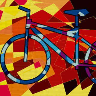 Bicycle colorful black red yellow - generative art free wallpaper
