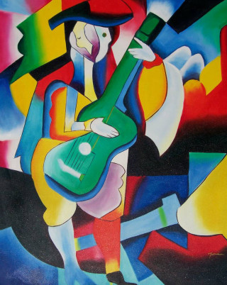 Man playing guitar hat image - cubist free wallpaper
