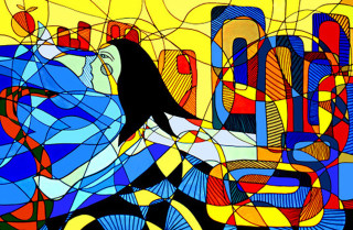Woman bird shoulder painting artwork - a painting of a woman free wallpaper