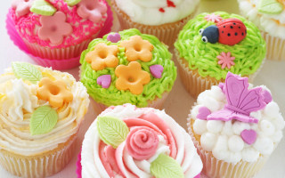 Cupcakes on table with icing - a table together free wallpaper