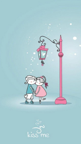 Couple kissing street light pink - romantic free wallpaper