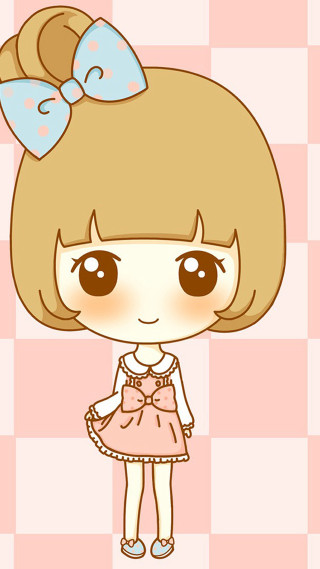 Cartoon girl big bow dress - pop surrealism free wallpaper