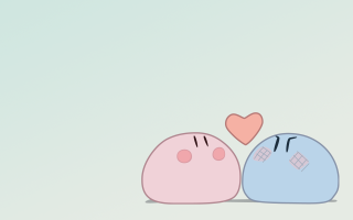 Cartoon characters heart phone sitting - their forehead free wallpaper