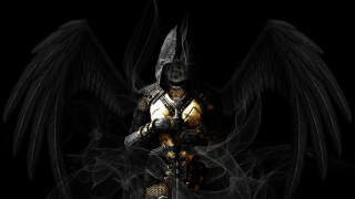 Man armor wings sword hand - dark fantasy art free wallpaper