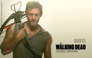 Man holding walking dead bow - poster art free wallpaper