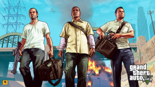 Three men briefcases bags city - their hands in free wallpaper
