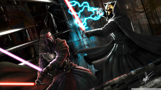 Star wars lightsaber fight dark - scene free wallpaper
