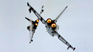 Fighter jet cloudy sky lights 2 - its wing free wallpaper