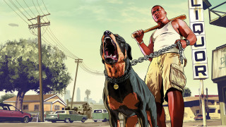 Man dog city street liquor - a leash free wallpaper