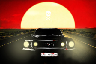 Car driving skull hood sun - the hood free wallpaper