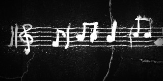 Black white musical note trellis - cinematic composition free wallpaper