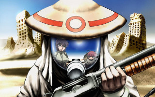 Cartoon man gun helmet woman - a gun and a helmet free wallpaper
