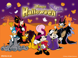 Cartoon witches halloween pumpkin background - full free wallpaper