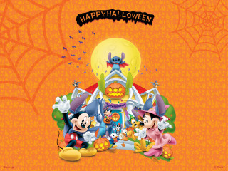 Mickey mouse halloween scene pumpkin - disney free wallpaper