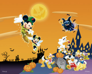 Mickey halloween pumpkin ghost castle - a full moon free wallpaper