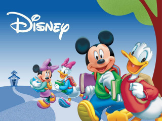 Cartoon characters walking road tree - a group of cartoon characters free wallpaper