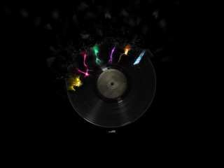 Colored lights black background record - a black circle free wallpaper