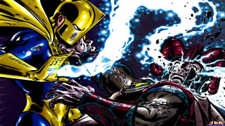 Comic character fight blue yellow - mask free wallpaper