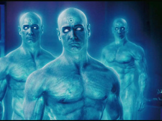 Glowing eyes body paint blue - a blue light free wallpaper