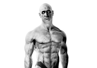 Masked muscled man belt bald - his waist free wallpaper