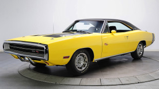 Yellow muscle car circular display - floor free wallpaper