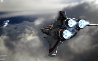Fighter jet cloudy sky space - free airplane wallpaper