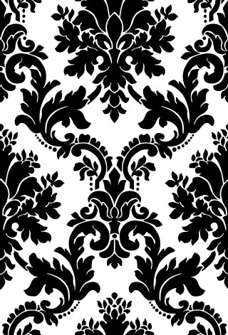 Black white damask pattern large 3 - an ambient occlusion free wallpaper