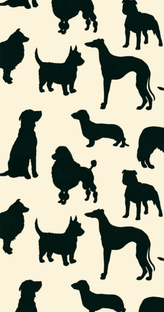 Black white silhouette dogs border - a black dog free wallpaper