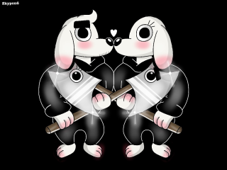 Dogs holding shovel heart shaped - their paw free wallpaper