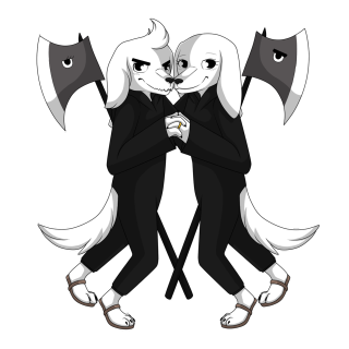 Two white cats black suits - symetrical free wallpaper