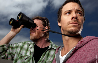 Man looking up binoculars beard - another man free wallpaper