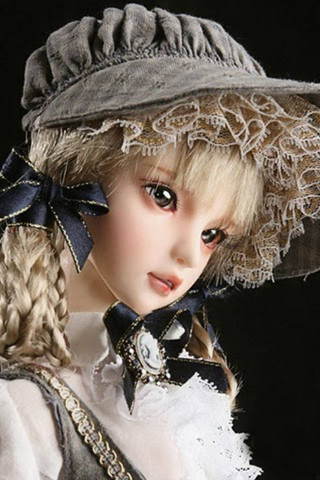 Doll hat dress black background - feature free wallpaper