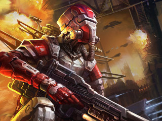 Futuristic man suit gun explosion - a gun and a gun free wallpaper