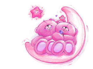 Teddy bears sleeping crescent moon - a crescent moon free wallpaper