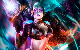 Futuristic woman clock sci fi - aleksi briclot free wallpaper