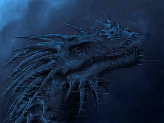 Blue dragon spikes clouds full - dragon art free wallpaper