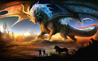 Dragon longtail water mountain horse - dragon art free wallpaper